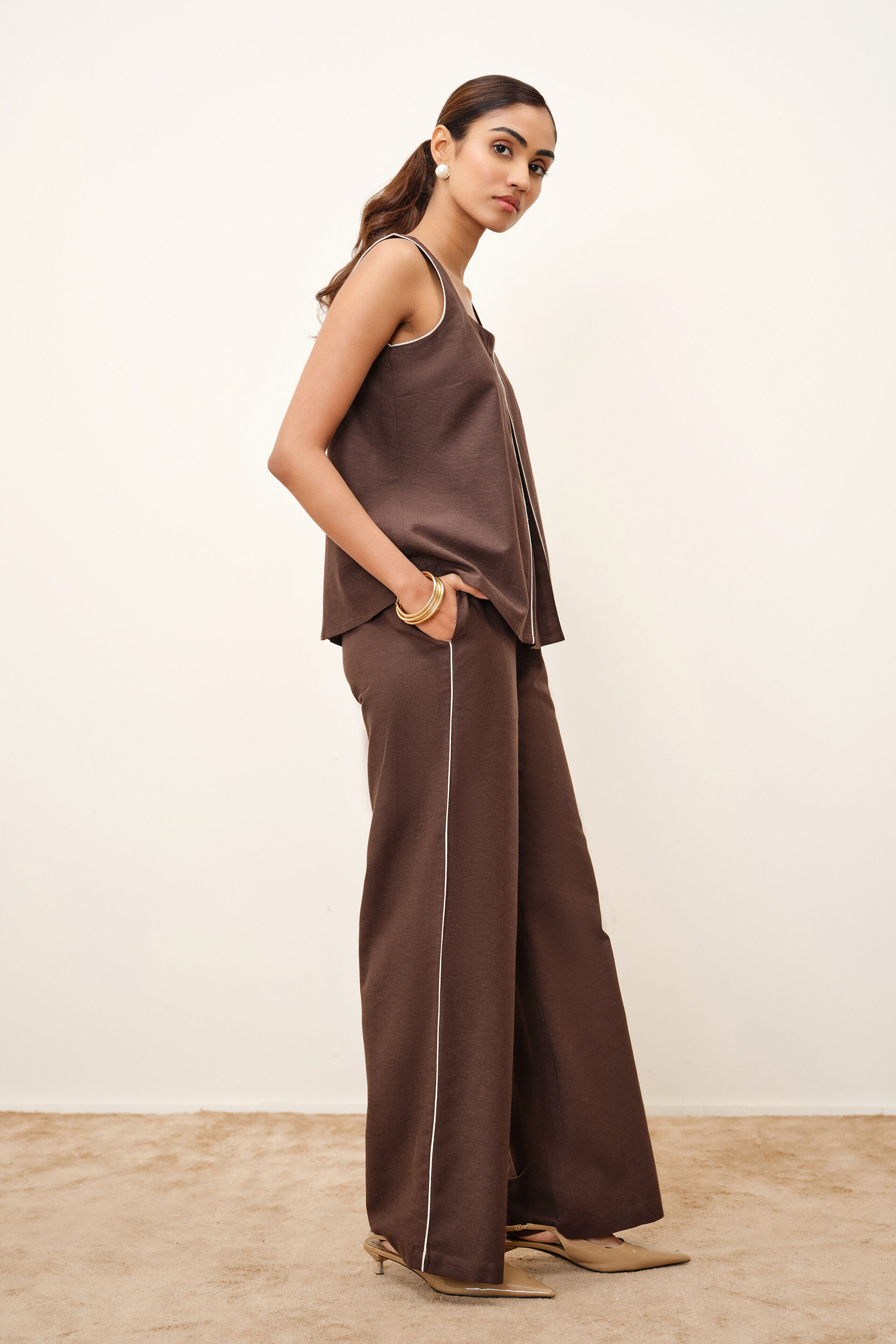 Marceau Brown Co-ord Set, Brown, image 3